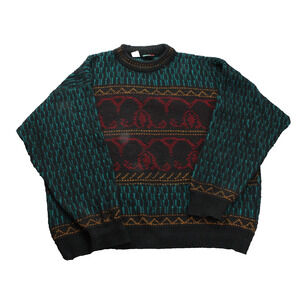 Vintage Colore Sweater XL Wool Blend Mens Geometric Colorful